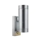 Nordlux Tin Vægbelysning Metal og Glas Grå Up & Down | 76mm - IP54 - Egnet til 2x GU10 - Bevægelses- og Lyssensor